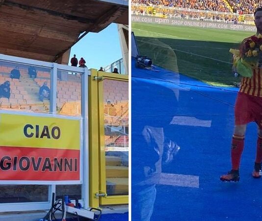 Il Via del Mare saluta Giovanni Valentini: striscione, applausi e le rose giallorosse di Lucioni